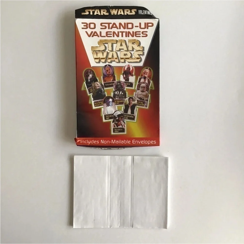 Vintage Star Wars 1997 Valentines 30 Stand-Up Boxed Non Mail Envelopes Party